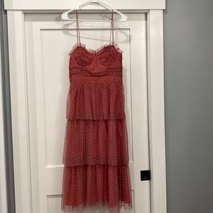 Lulu’s “Sweetheart Mauve Polka Dot Bustier Midi Dress”